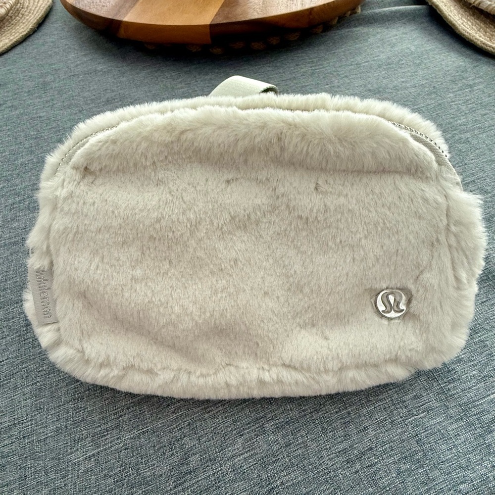 lululemon athletica Cream Furry Crossbody Bag
